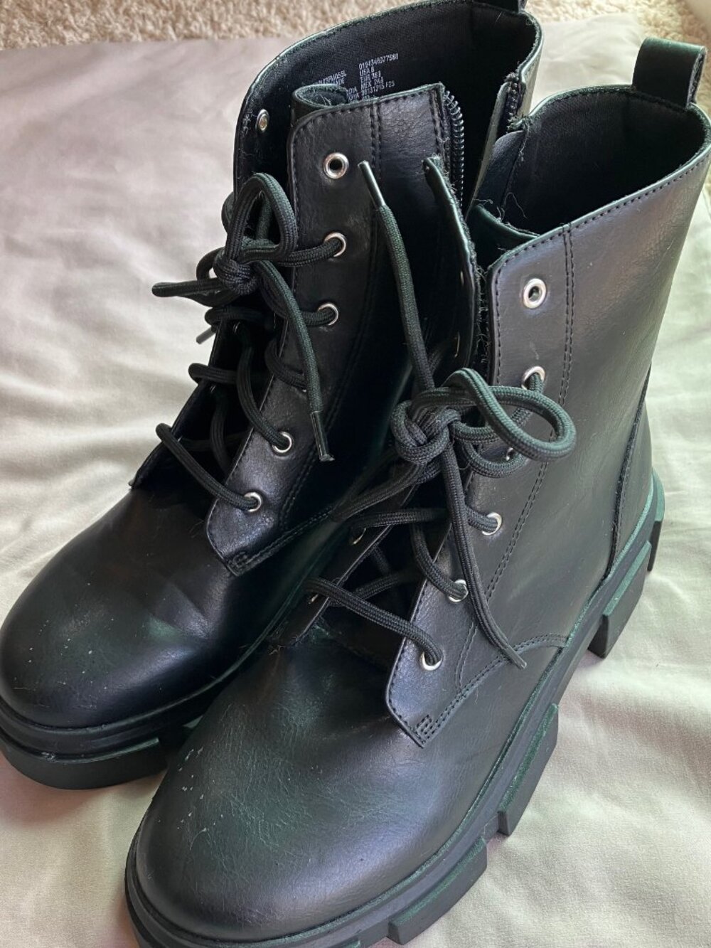 Wonder Nation Combat Boots Lace Up Side Zip Chunky Lug Sole Platform Size 6